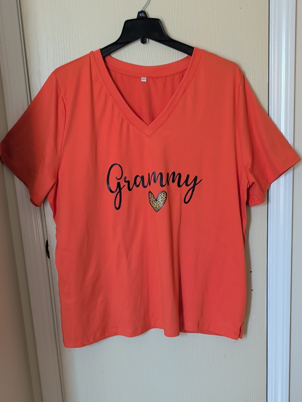 Grammy V-Neck Short Sleeve Top Orange 4XL